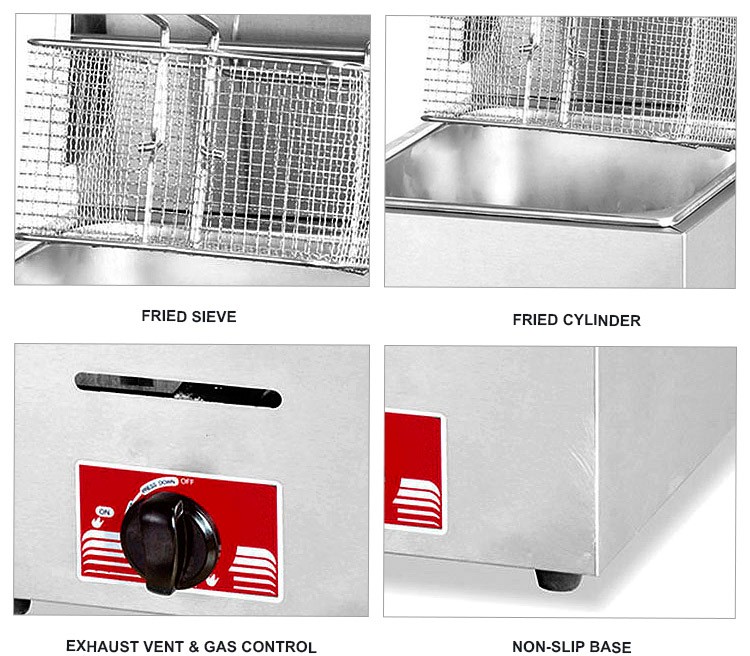 Linkrich LR-GF5.5-1 Commercial Stainless Steel Restaurant Gas Powered Deep Fryer