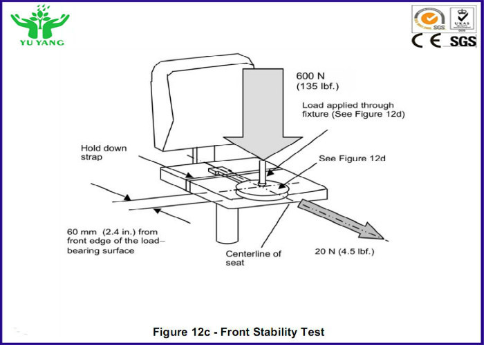 600N Chairs Seats Front Stability Furniture Testing Machine 60mm from front edge