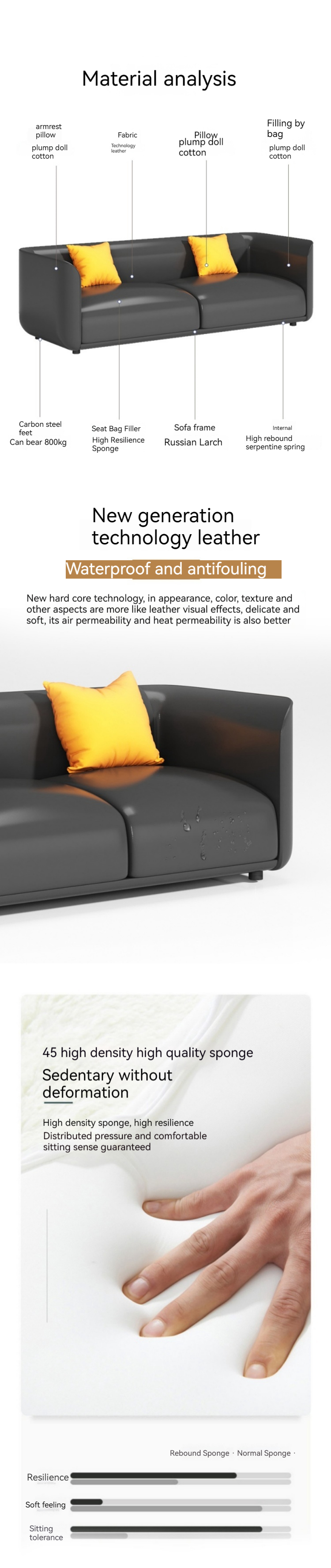 Chinese Style Reception Room Office Sofa Set with Three Leather Sofas and Coffee Table