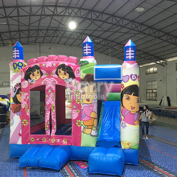 Pink Princess Large Dora Inflatable Bounce House Commercial With Digital Printing