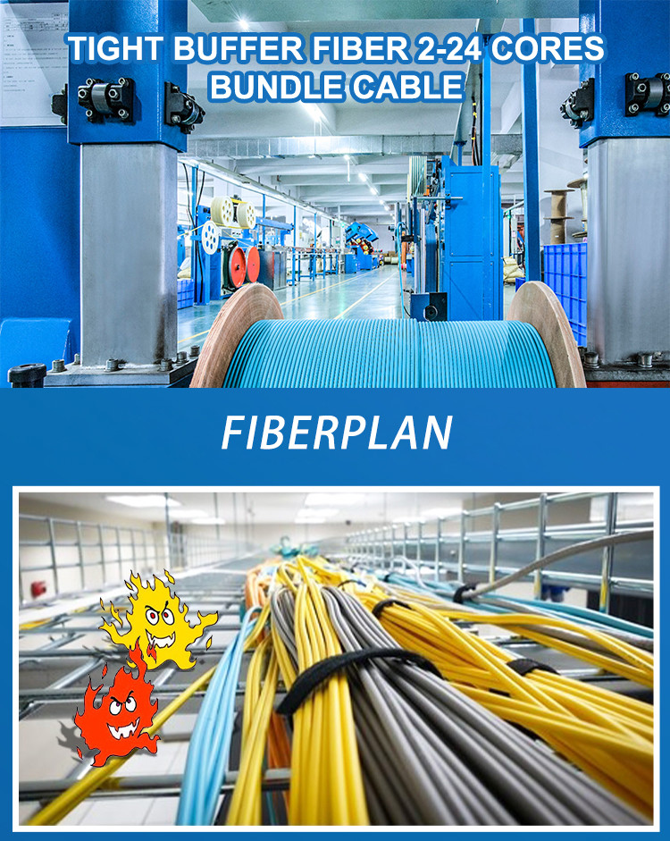 Indoor GJFJV Optical Fiber Cable 2 Core Easy Installation Tensile Strength 100N