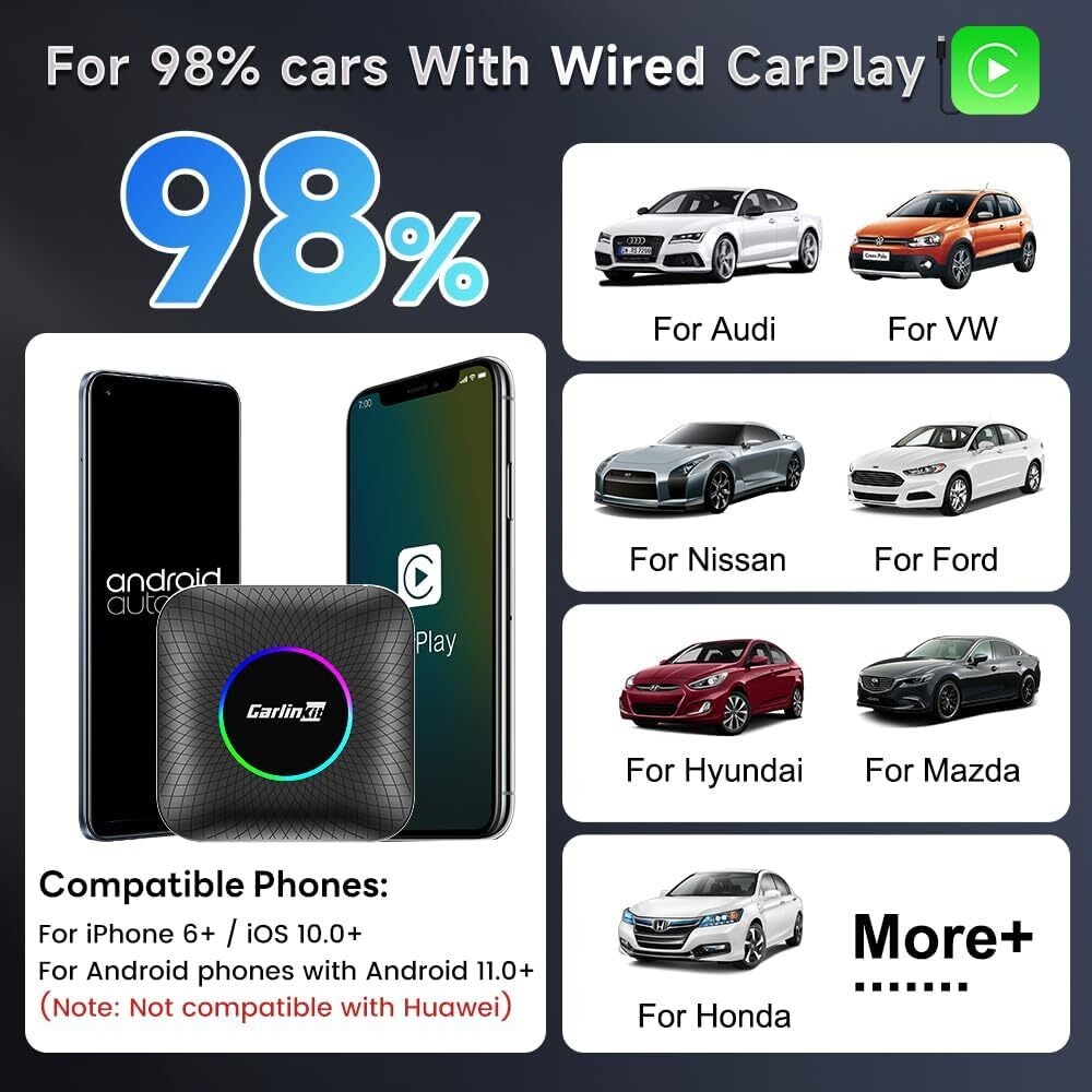 Multi Media Cpc200 Tbox Ambient Wireless Adapter CarplayUsb Adapter 8G 128Gb Up To 512Gb Android 13 SM6625 Ai Tv Box Dongle Youtube Netflix