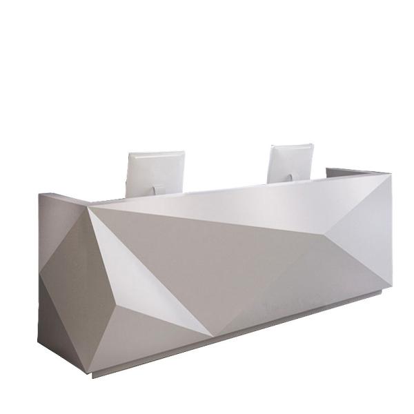 Special Shape Manager Office Furniture White Counter For Company / Hotel Front