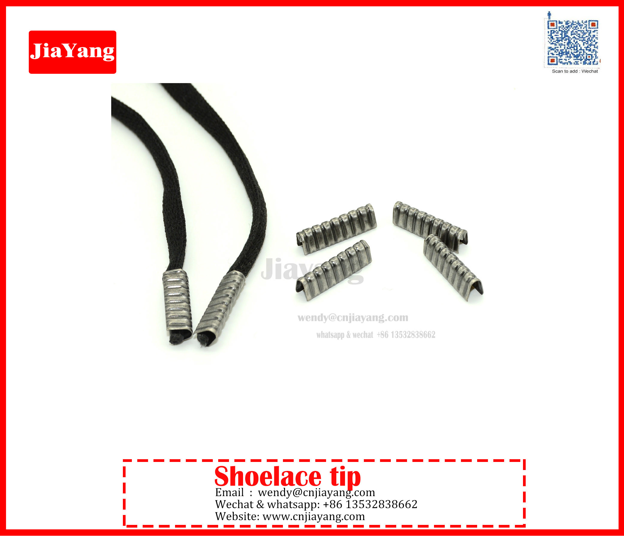 Jiayang metal aglet for end of shoelace drawstring garment