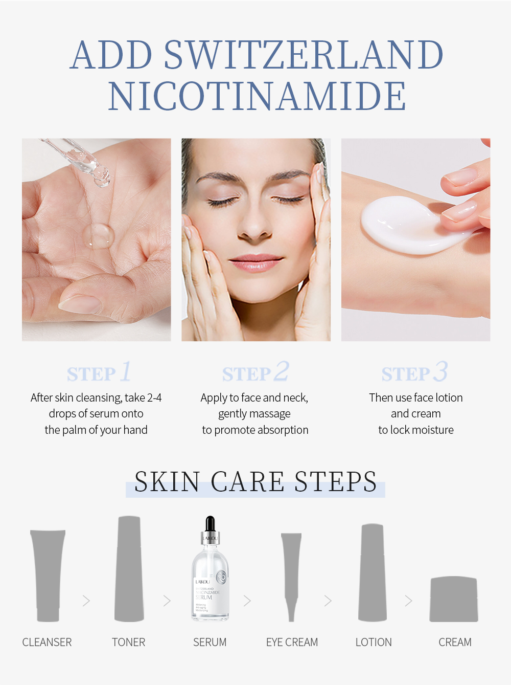 Skincare Product Facial Serum Whitening Lightening Face Nicotinamide Retinol Serum Hyaluronic Acid Serum