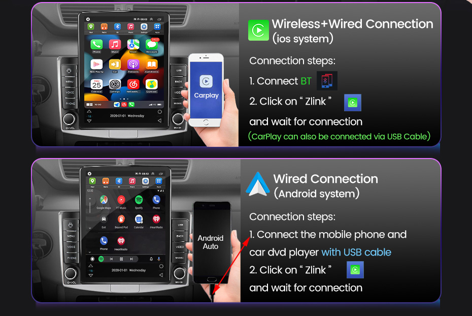 Universal Android Auto Car Radio 9.5'' Vertical Screen FM IPS Carplay MP5 Car Player