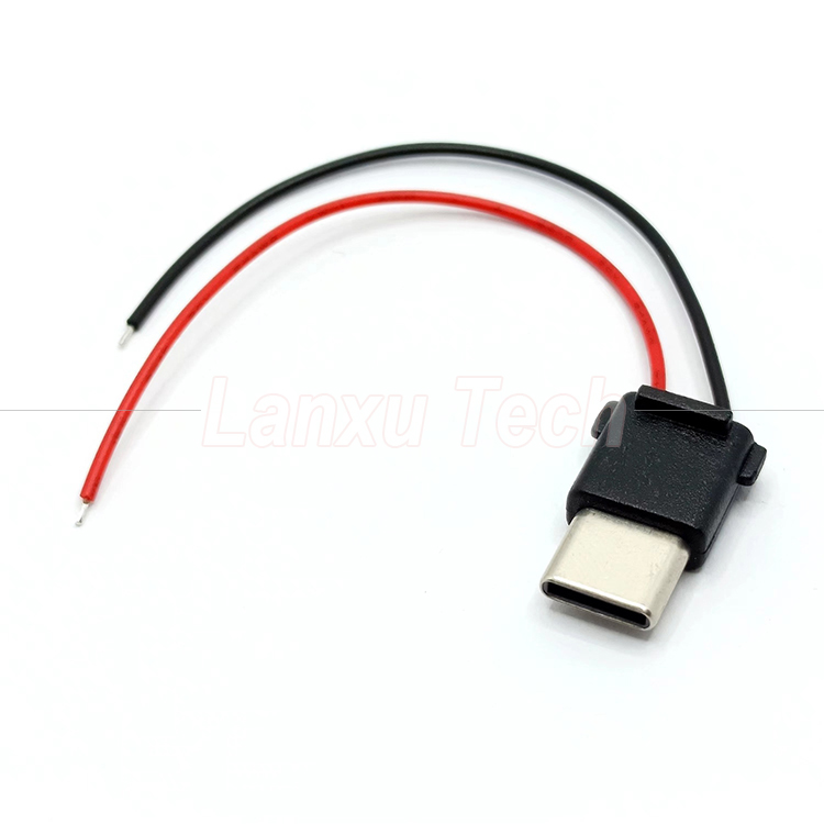 USB Type C 2 Pin Male Plug Connector Cable for Phone Power Bank