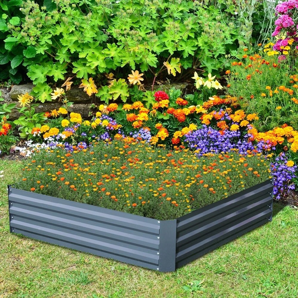 5ft 14.5lbs Raised Metal Garden Bed For Vegetables