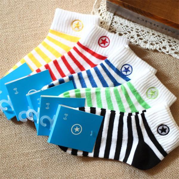 Elegant stripe design customized embroiderying logo OEM cozy cotton dress socks