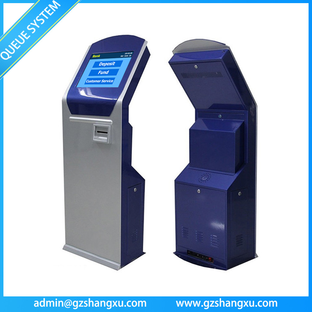 Bank/Hospital Queuing System 17 inch Touch Screen Ticket Number Dispenser Kiosk Machine