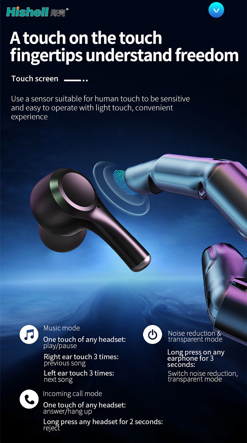 IPX5 TWS Mini Wireless Noise Cancelling Earbuds With LED Display