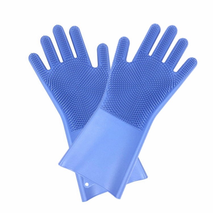 Magic Reusable Heat Resistant Silicone Gloves with Wash Scrubber for Cleaning Household Dish Washing Washing the Car