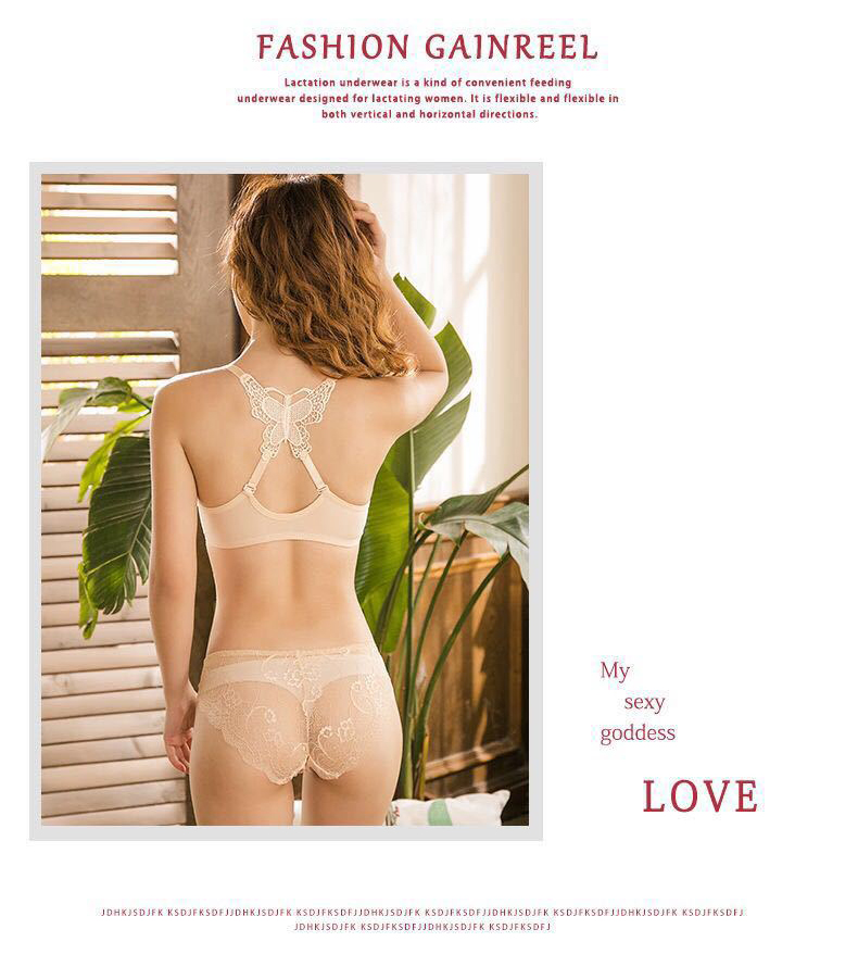Back Front Closure Custom Underwear Set Women Cross Butterfly Bras Panties Set