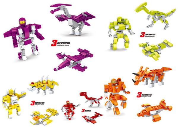 Transformer Dinosaur Robot Plastic Interlocking Building Blocks 6 Styles