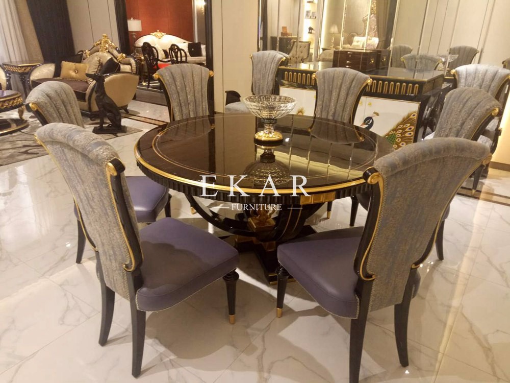 Italian Luxury Round Dining Table With Rotating Centre