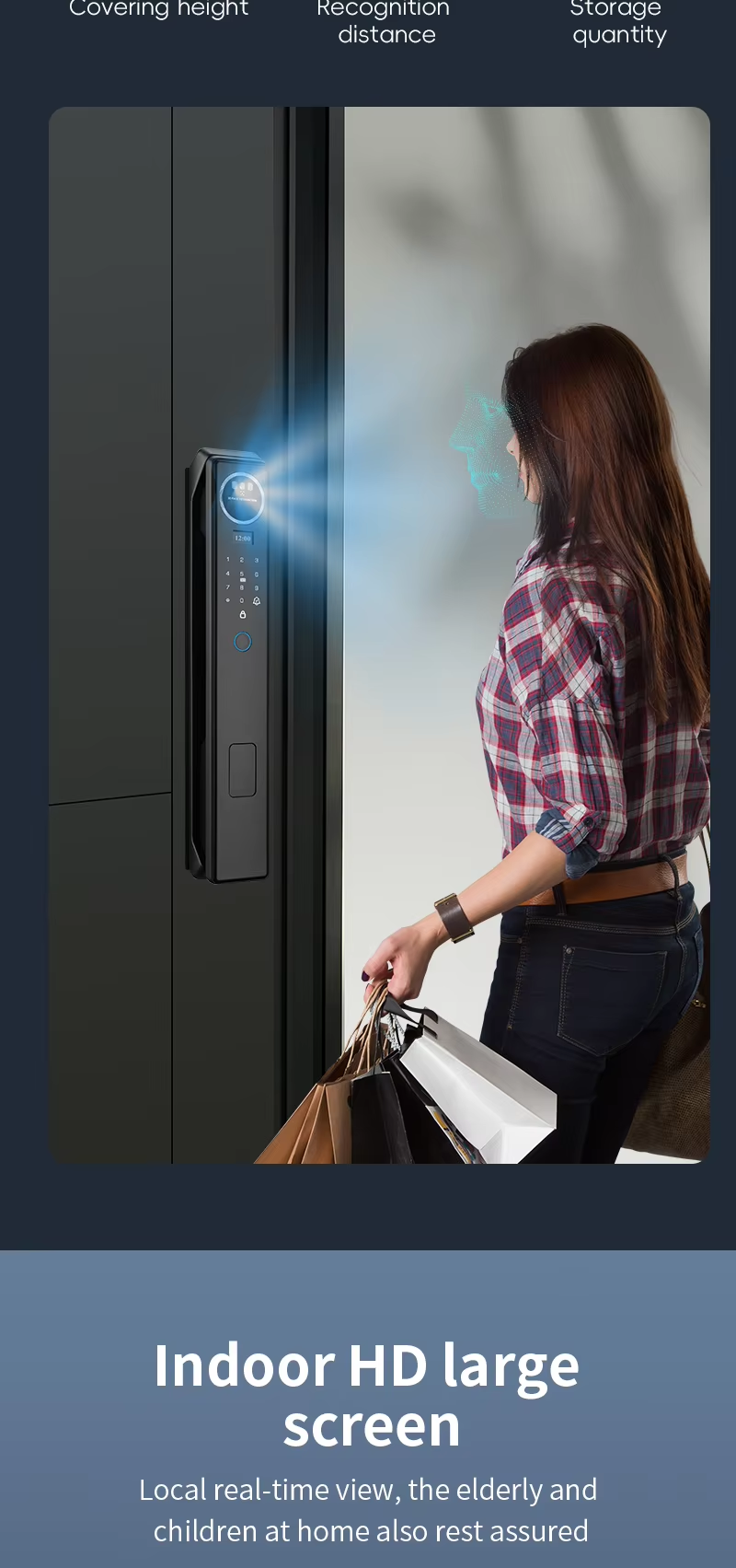 Qleung S959MAX Face Biometric Video Calling Fingerprint Recognition Key Card Tuya App Fully Automatic Smart Door Lock