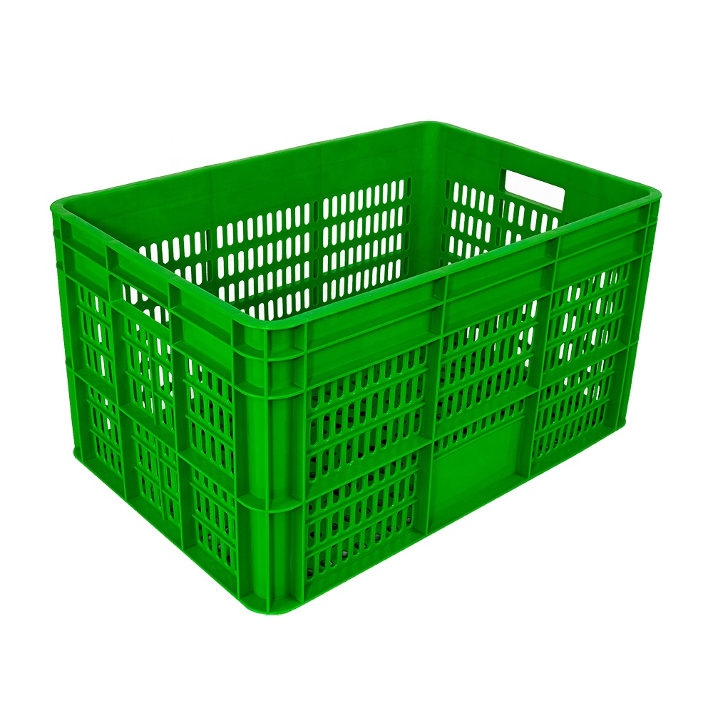 Customized Logo Harvest Food Storage Basket Plastic Stackable Mesh Crate for Turnover