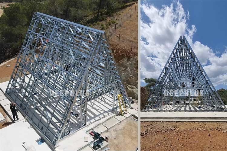 Prefab Light Steel Hotel Unit Space Frame Tiny Building Wooden Cabins For Houliday