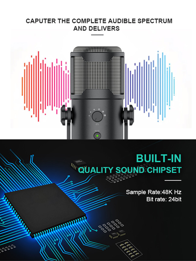 Portable USB Recording Condenser Mic , karaoke Condenser Microphone For Youtube Kids