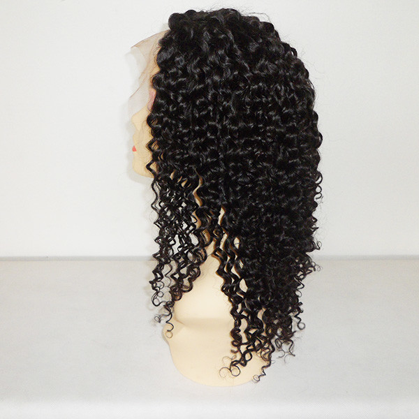 100% Virgin Human Hair #1b 130% Density Indian Remy Deep Curl Full Lace wigs