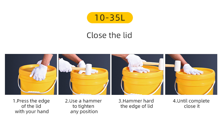 20L Large Wide Neck PP Material Car Wash Water Bucket with Pull-Ring Tight-Fitting Lid