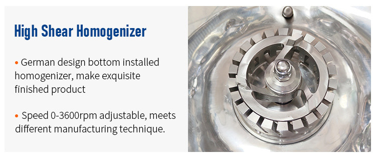 100L Vacuum High Shear Emulsifier Mixer Hydraulic Lifting Type Rustproof