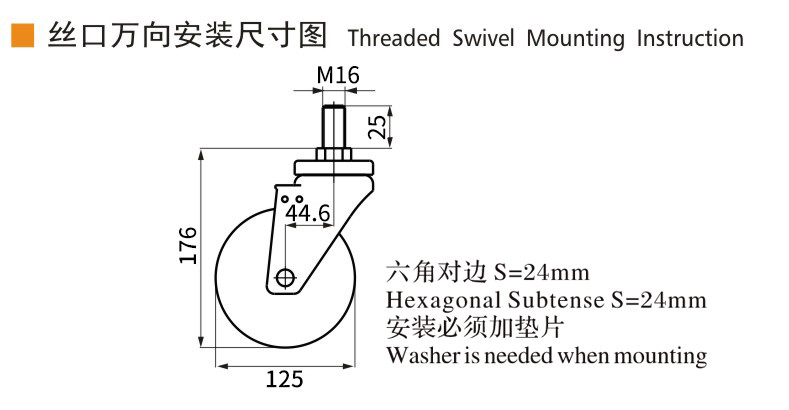 Threaded Medium Duty Caster Wheels Industrial 5 Swivel Caster Wheels