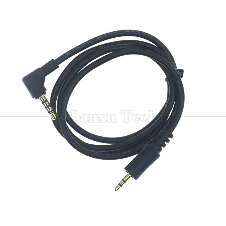 2.5mm 3 Poles Jack to 90 Degree Right Angle 4 Poles 3.5mm TRRS Jack Stereo Audio Cable for TV Radio
