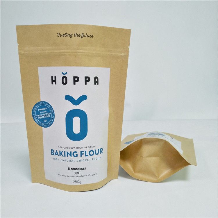 Natural Brown Customized Paper Bags Pouch For Tea Dried Food Nuts Spices Package