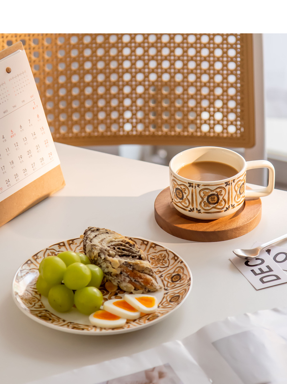 Retro Style 200ml Turkish Coffee Cups With Saucer And Vintage Ceramic Tea Plates Set