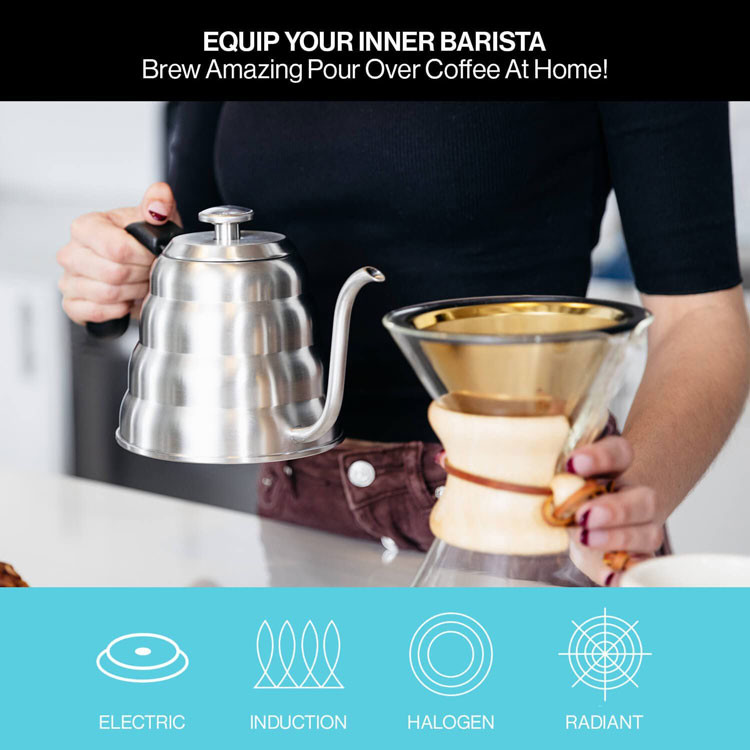 Pour Over Coffee Stainless Steel Gooseneck Kettle With Thermometer