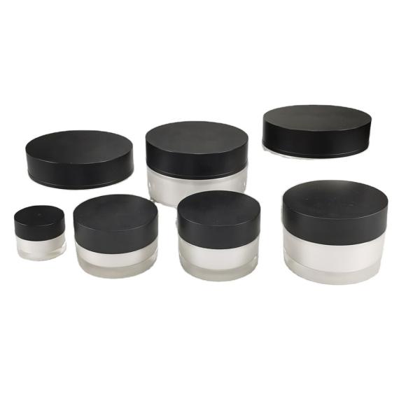 110g Plastic Cap Round Acrylic Black and White Cream Jar with Black Lid for Skin