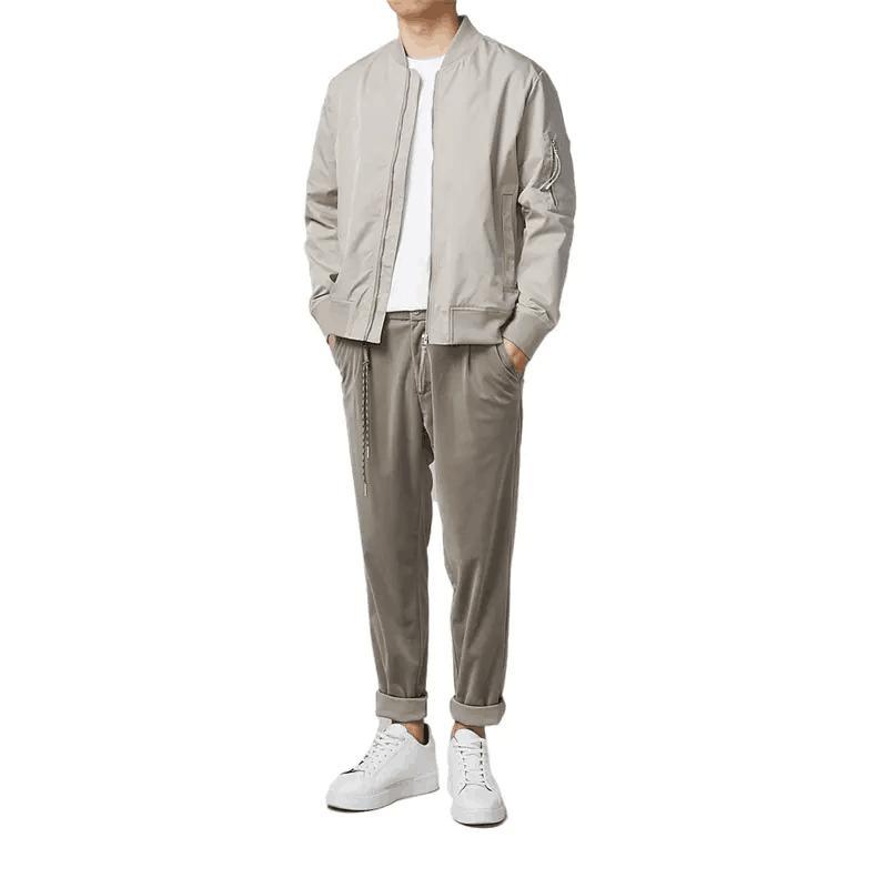 Solid Color Smart Casual Flight Coat Men&prime;s Bomber Jacket