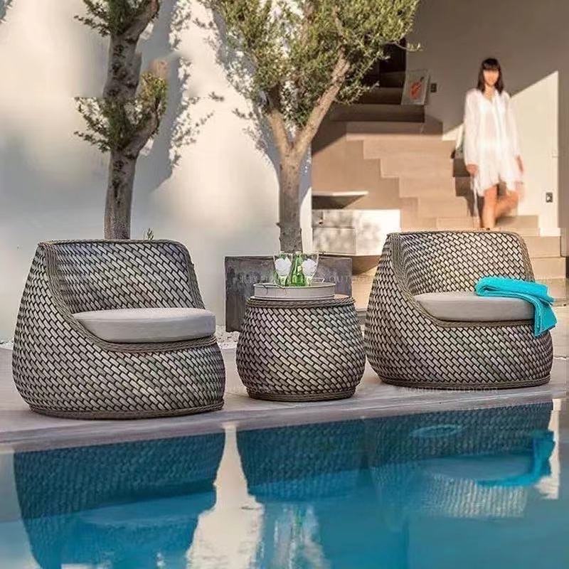Customized UV Resistant Outdoor Rattan Sofa For Courtyard And Garden Promotion