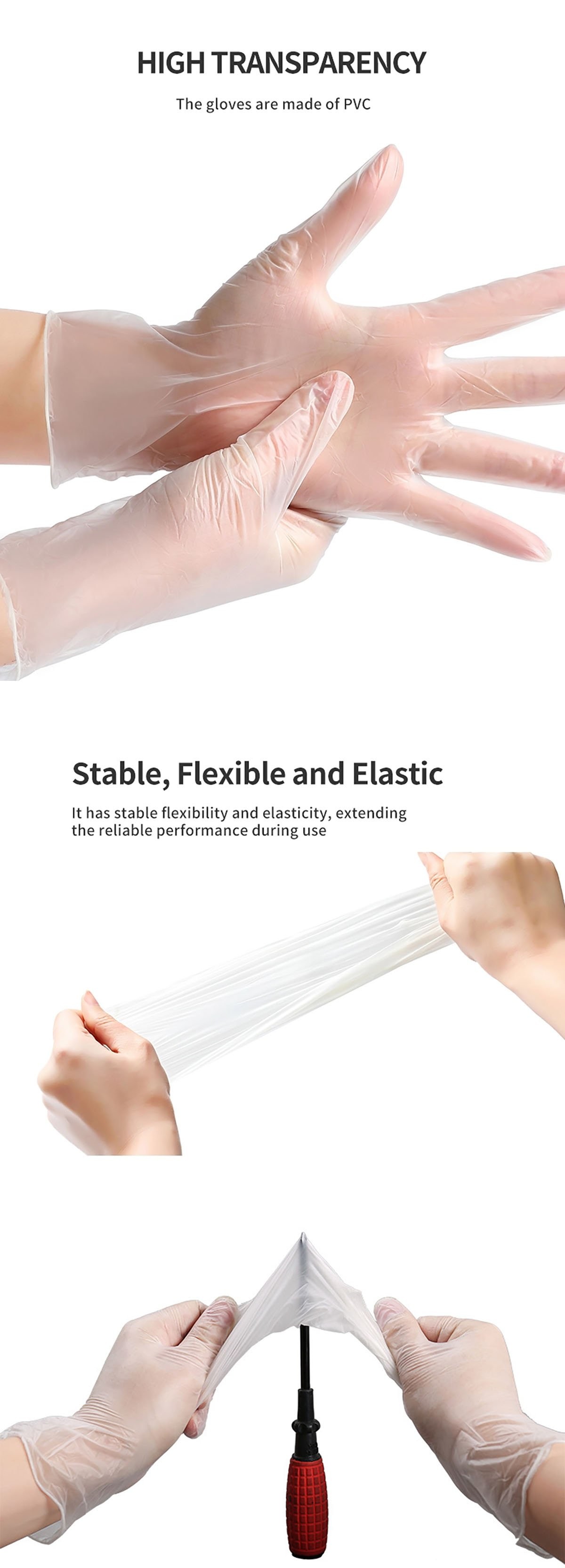 PVC Smooth Touch Disposable Vinyl Gloves Powder free Anti cut OEM & ODM