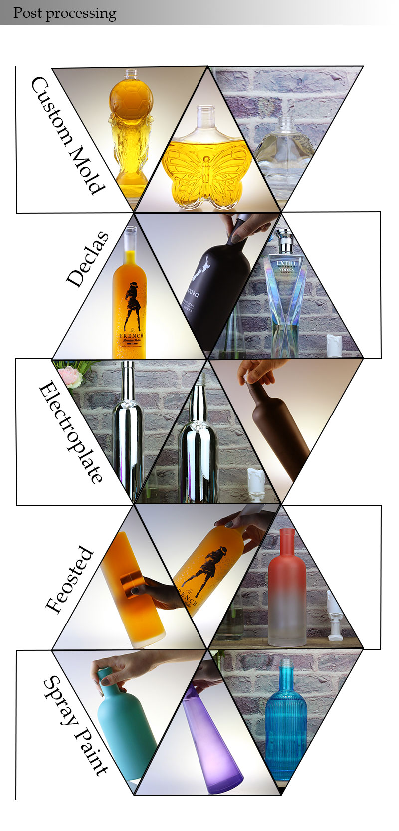 Sealing Type Cork Super Flint Glass Bottles for Whisky Vodka Rum Custom Capacity