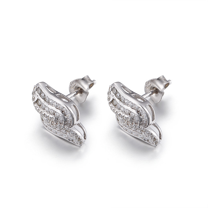2.06 Grams 925 Silver CZ Earrings S925 Oval Cubic Zirconia Earrings