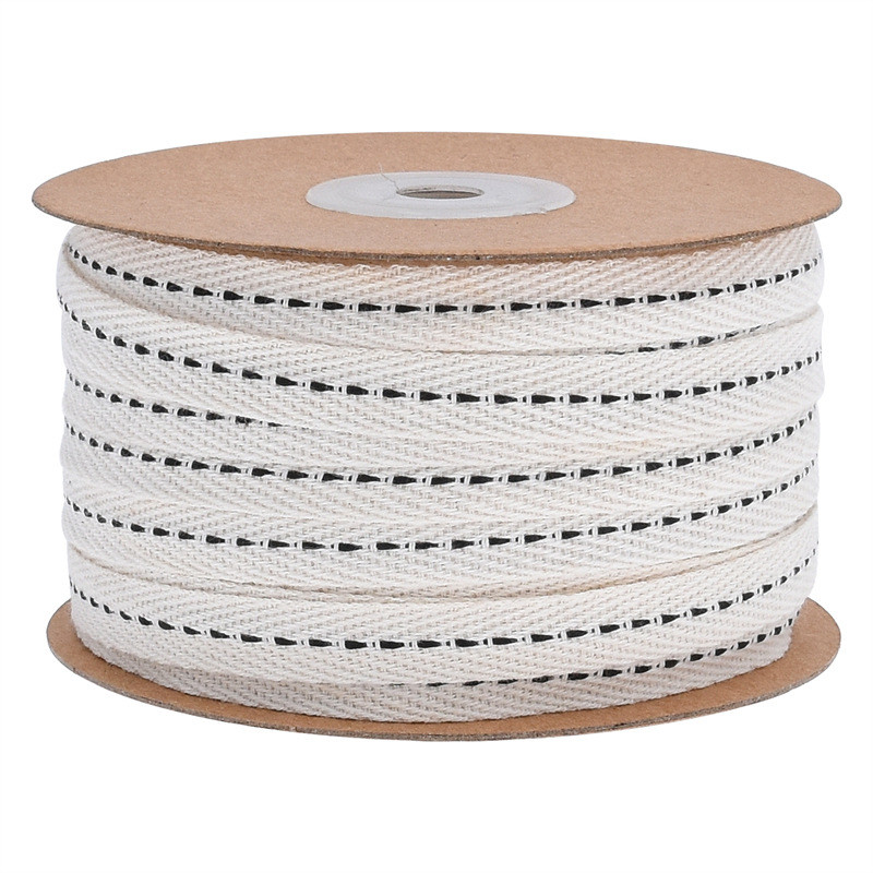 10mm*50y Cotton Stitched Edge Ribbon ISO9001 Custom Cotton Ribbon