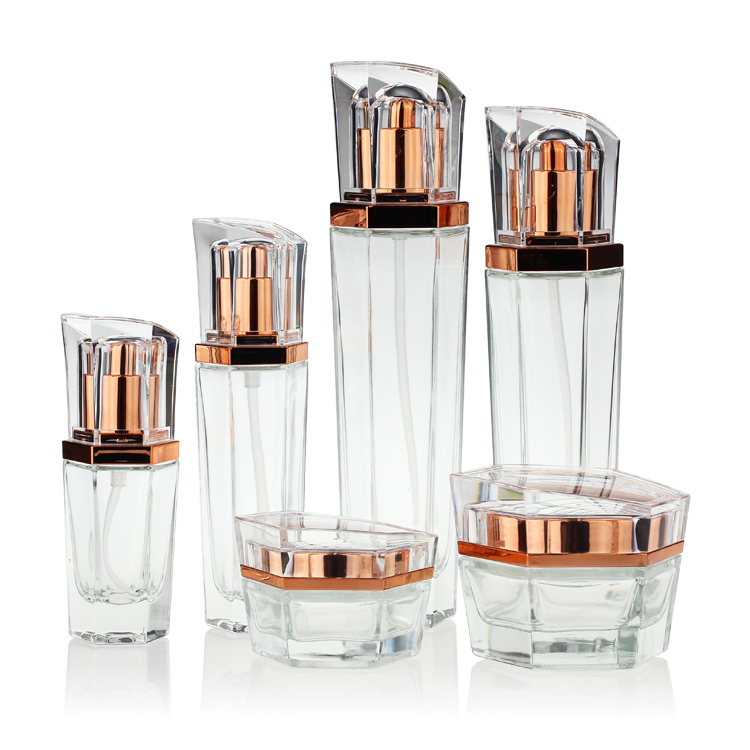 Transparent 30g Glass Bottle Jar With Acrylic Cap for skincare
