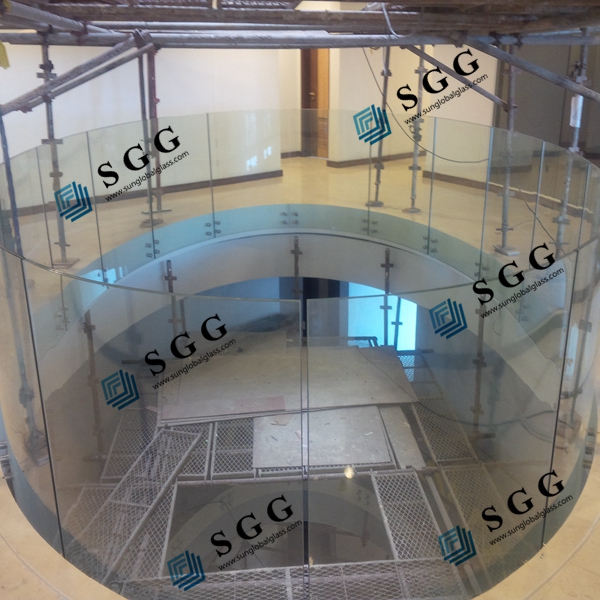 Top quality 16mm curved laminated glass balustrade
