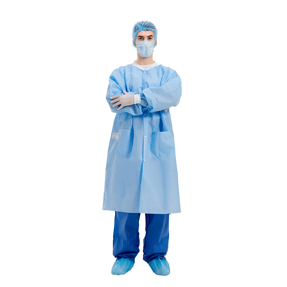 Single Collar PP Disposable Lab Coats ISO13485 Standard
