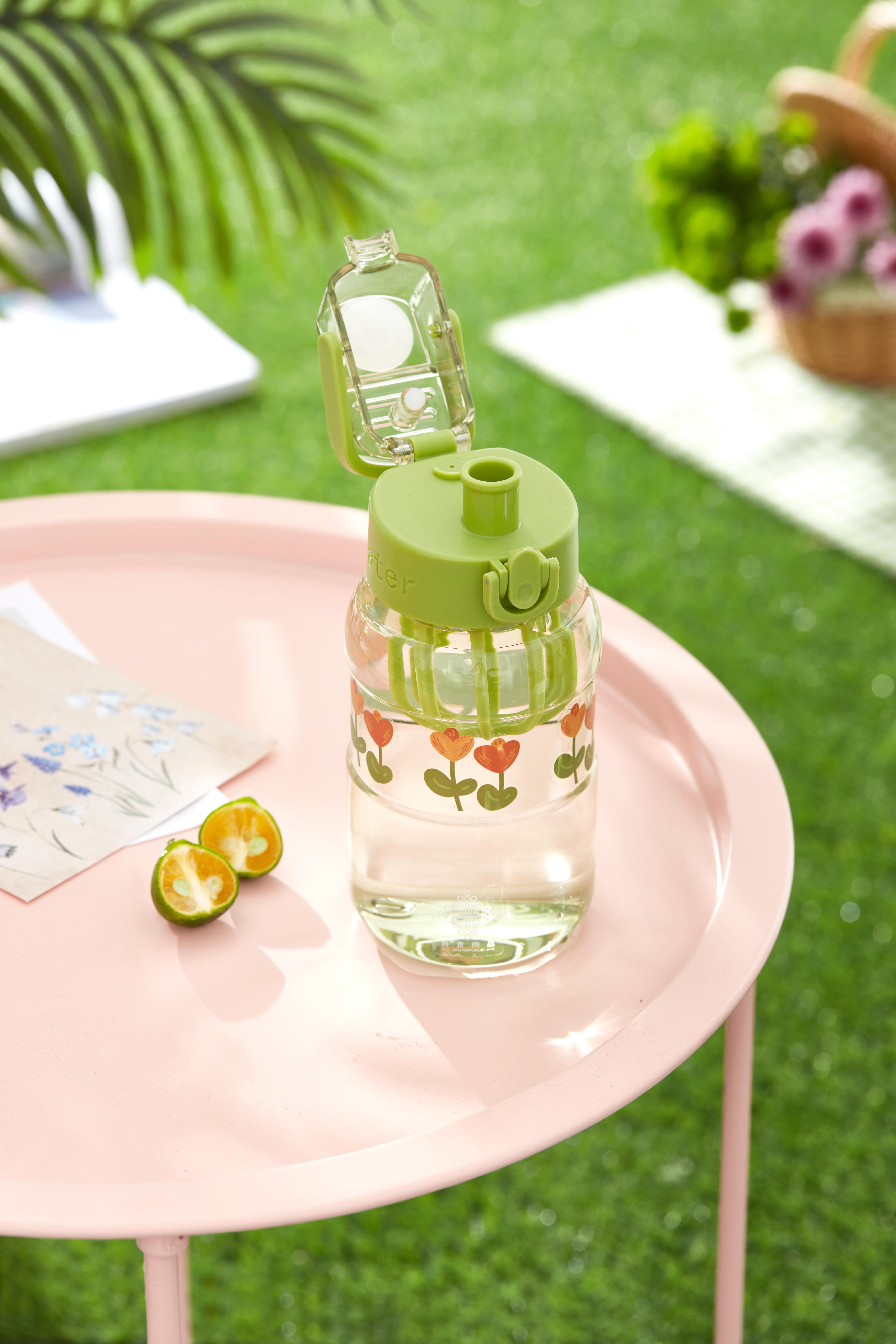 650ML Water Bottles Glass Outdoor Large Capacity Baby Reusable Straw Cup For School Home Room