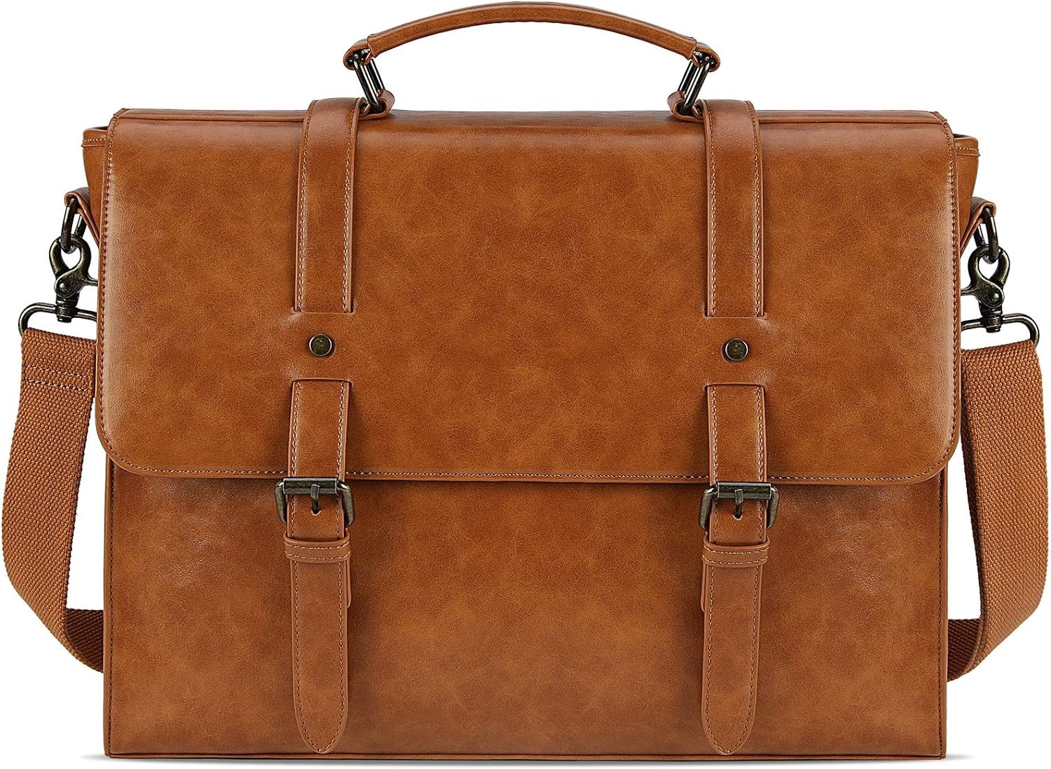 MENS MESSENGER BAG VINTAGE 15.6 INCH WATERPROOF LEATHER LAPTOP BRIEFCASE LARGE SATCHEL SHOULDER BAG RETRO OFFICE COLLEGE
