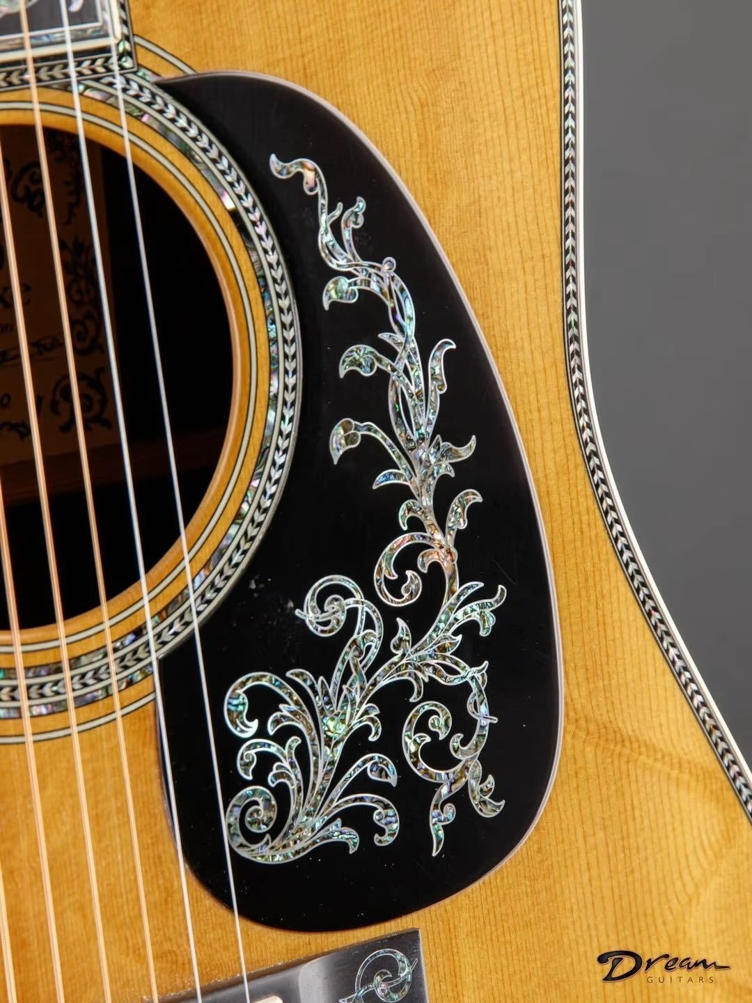 Custom Martin Style D-50 Limited-Edition Dreadnought Acoustic Guitar Natural with Herringbone Binding, Solid Wood Guitar
