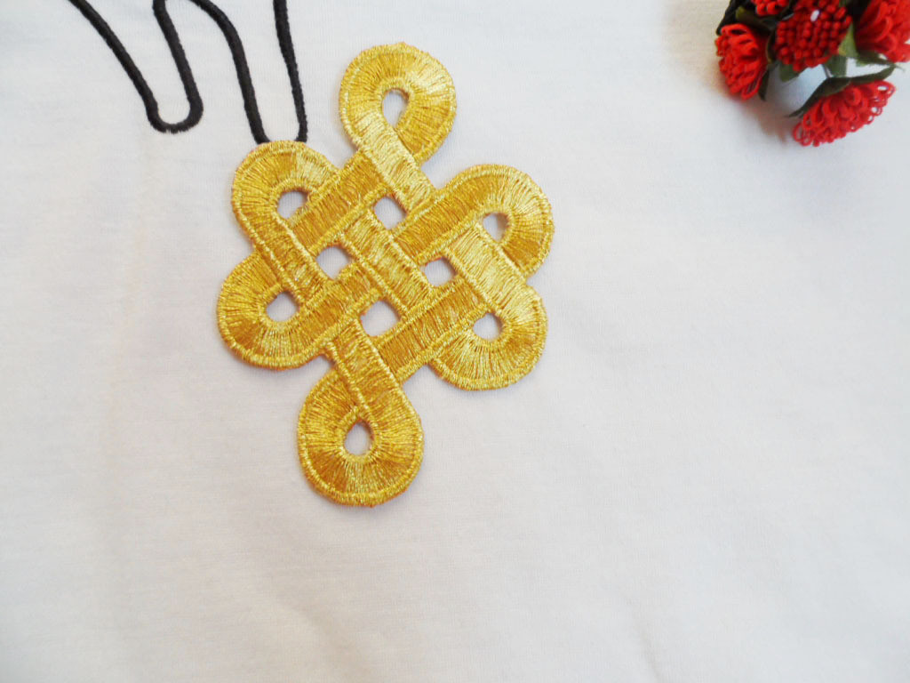 Hot Fix Motif Gold Wire Embroidery Flower Applique