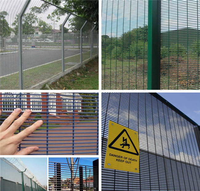 Galvanized Steel Wall Substation Anti Climb Mesh Fence 358 Clear View