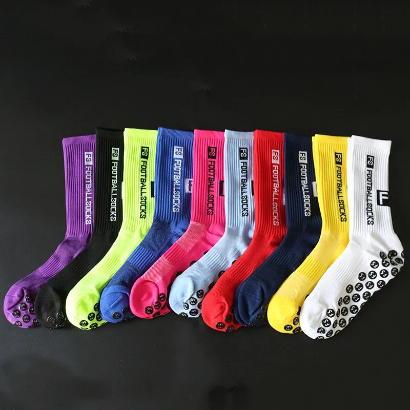 Youth Football Socks with Non-Slip Grip and Customized Logo in Woven Polyester Fibre