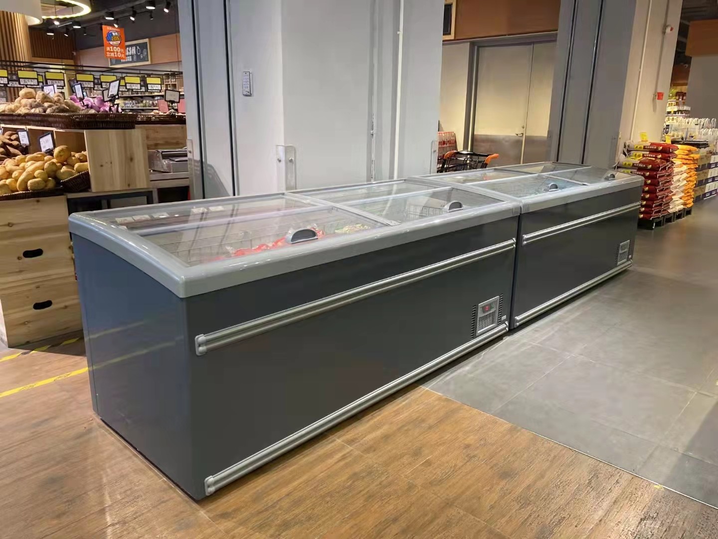 Sliding Door Commercial Combination Island Freezer For Frozen Food