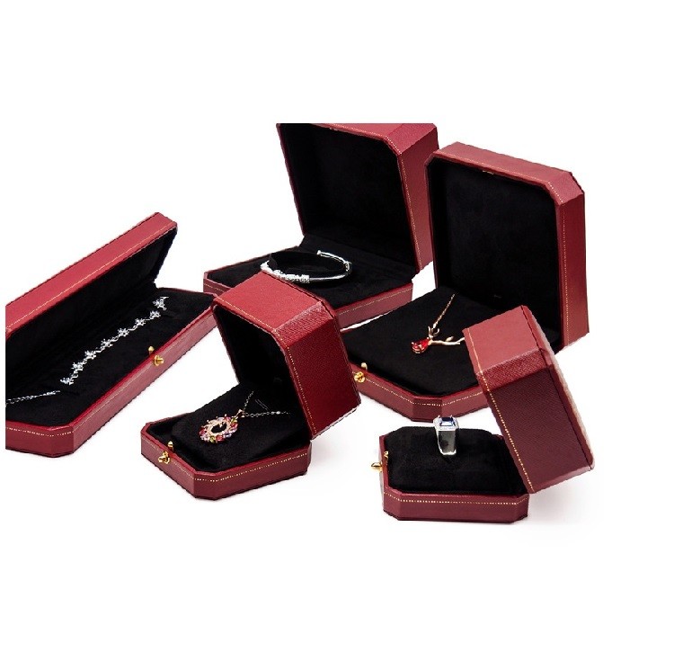 High-Grade Octagonal Diamonds Press Button Ring Box Hot Gold Pattern Necklace Bracelet Jewelry Packaging Box