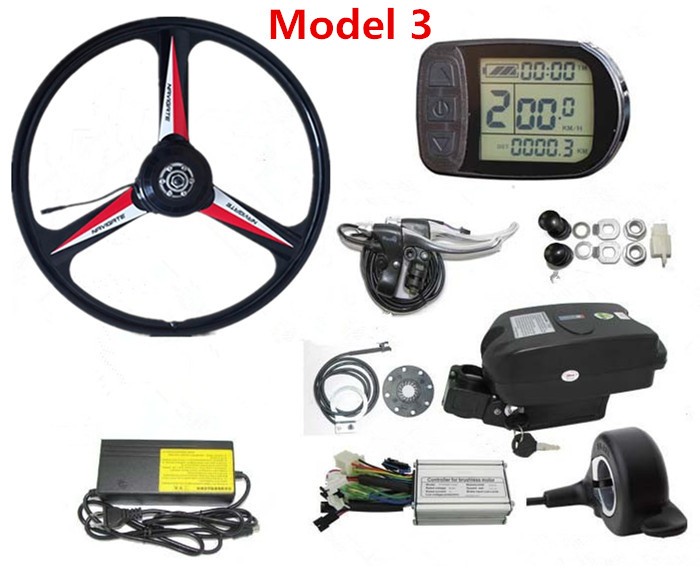 36V 48V Motor Electric Bicycle Kit Oil Brake 20 Inch 26 Inch Integrated Wheel